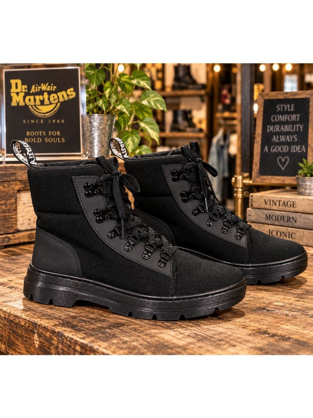 Dr. Martens Combs W Tech Black Poly Ripstop Tactical Boots EU 42 Womens 10